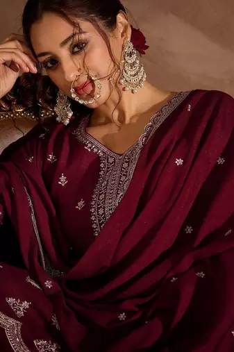 Women Ethnic Motifs Embroidered Regular Thread Work Kurta with Sharara & With Dupatta