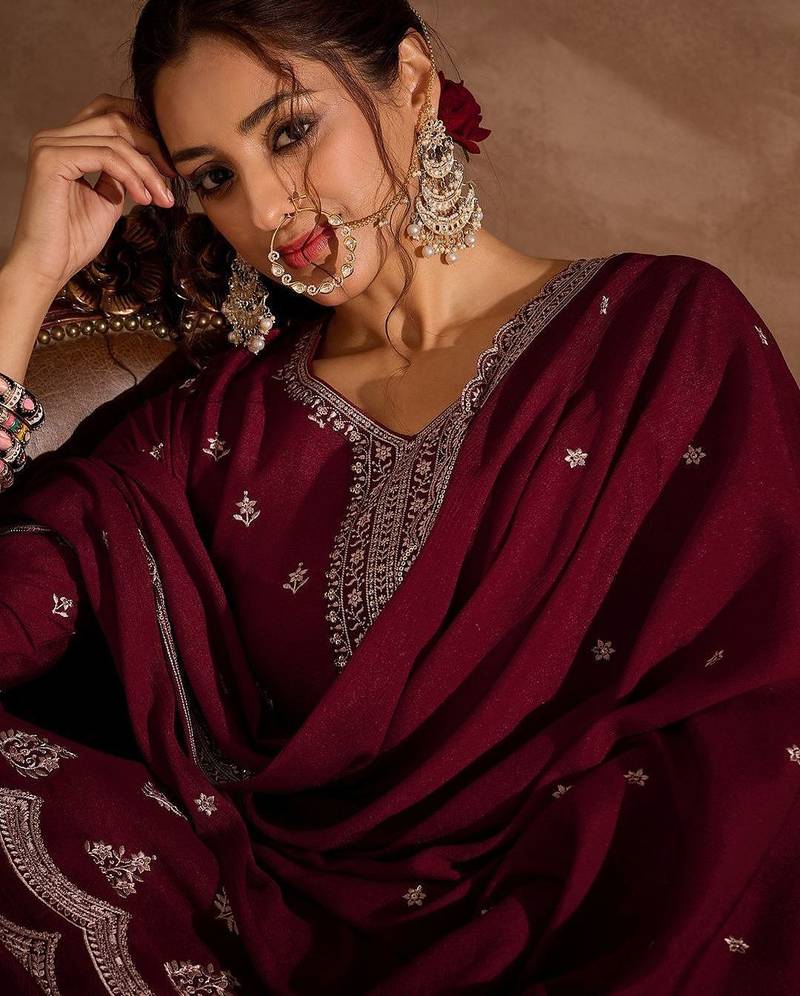 Women Ethnic Motifs Embroidered Regular Thread Work Kurta with Sharara & With Dupatta