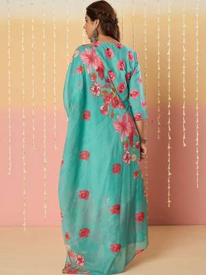 Women Floral Printed Regular Pure Cotton Kurta with Trousers & With Dupatta 4