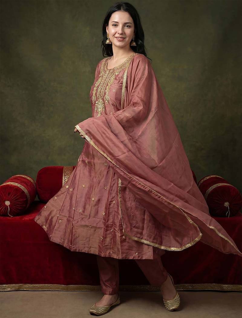 Women Ethnic Motifs Embroidered Regular Kurta with Trousers & With Dupatta