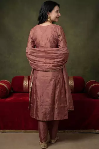 Women Ethnic Motifs Embroidered Regular Kurta with Trousers & With Dupatta