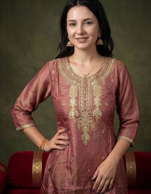 Women Ethnic Motifs Embroidered Regular Kurta with Trousers & With Dupatta 5