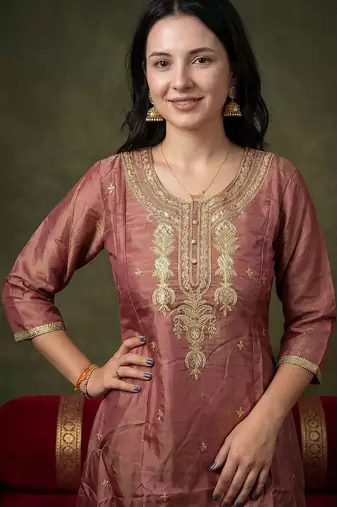 Women Ethnic Motifs Embroidered Regular Kurta with Trousers & With Dupatta