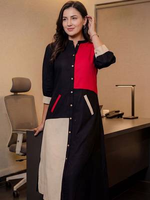 Women Regular Thread Work Pure Cotton Kurta with Trousers 2