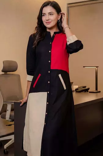 Women Regular Thread Work Pure Cotton Kurta with Trousers