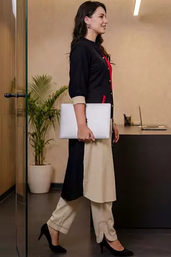 Women Regular Thread Work Pure Cotton Kurta with Trousers
