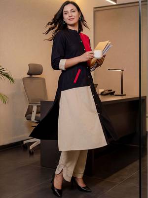 Women Regular Thread Work Pure Cotton Kurta with Trousers 6