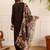 Black Embroidered Straight Kurta Trousers Dupatta Set
