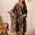 Black Embroidered Straight Kurta Trousers Dupatta Set