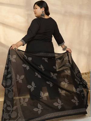 Plus Size Regular Pure Cotton Kurta with Palazzos & With Dupatta 3