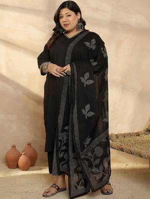 Plus Size Regular Pure Cotton Kurta with Palazzos & With Dupatta 5