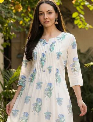 Women Floral Printed Regular Pure Cotton Kurta with Trousers 2