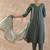 Sequinned A-Line Kurta With Trousers & Dupatta