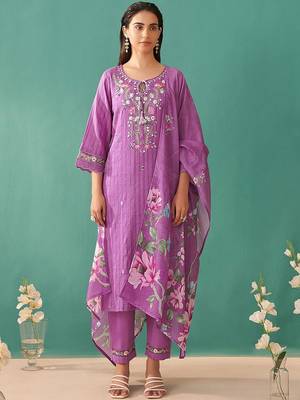 Women Floral Embroidered Regular Mirror Work Pure Cotton Kurta with Trousers & With Dupatta 3
