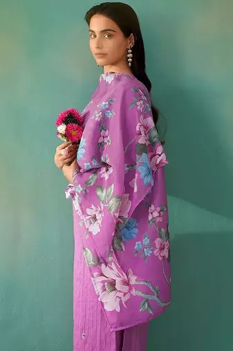Women Floral Embroidered Regular Mirror Work Pure Cotton Kurta with Trousers & With Dupatta