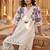 Floral Printed Beads And Stones V-Neck A-Line Pure Cotton Kurta With Trousers