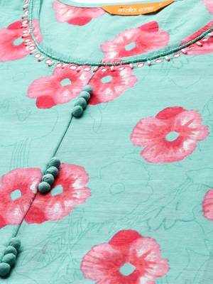 Floral Printed Pure Cotton Kurta with Trousers & Dupatta 2