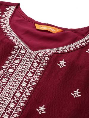 Ethnic Motifs Embroidered Kurta with Sharara & Dupatta 2