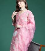 Floral Embroidered Regular Sequinned Kurta with Trousers & Dupatta