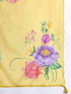 Floral Embroidered Thread Work Liva Kurta with Trousers & With Dupatta 4