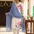 Floral Printed Beads and Stones Linen Kurta with Trousers & With Dupatta
