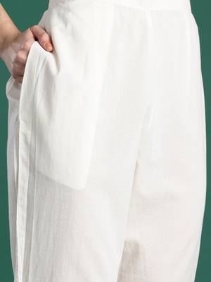 Floral Printed Beads and Stones Linen Kurta with Trousers & With Dupatta 4