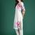 Floral Printed Beads and Stones Linen Kurta with Trousers & With Dupatta