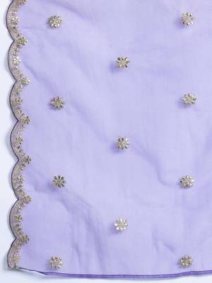 Floral Embroidered Sequinned Kurta With Trousers & Dupatta 4