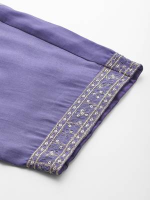 Floral Embroidered Sequinned Kurta With Trousers & Dupatta 8