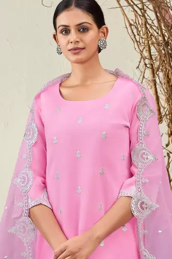 Women Ethnic Motifs Embroidered Regular Kurta with Trousers & With Dupatta