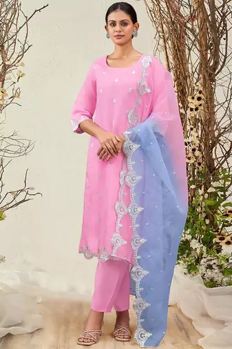 Women Ethnic Motifs Embroidered Regular Kurta with Trousers & With Dupatta