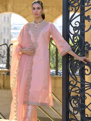Women Ethnic Motifs Embroidered Regular Sequinned Kurta with Trousers & With Dupatta 1