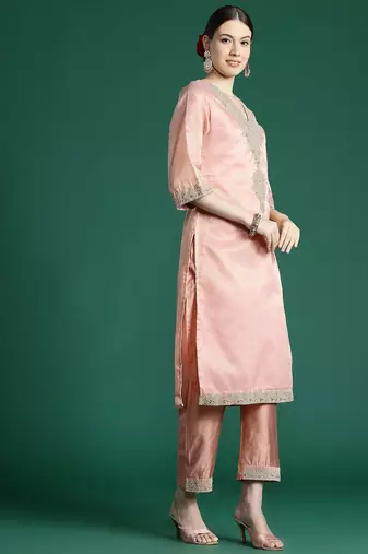 Women Ethnic Motifs Embroidered Regular Sequinned Kurta with Trousers & With Dupatta