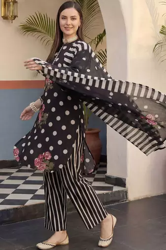 Women Floral Printed Regular Pure Cotton Kurta with Trousers & With Dupatta