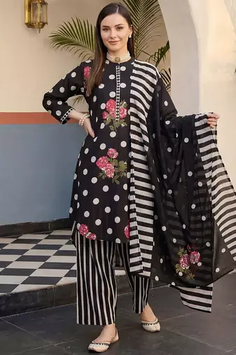 Women Floral Printed Regular Pure Cotton Kurta with Trousers & With Dupatta