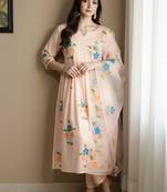 Floral Printed V-Neck Empire Pure Cotton A-Line Kurta With Trousers & Dupatta