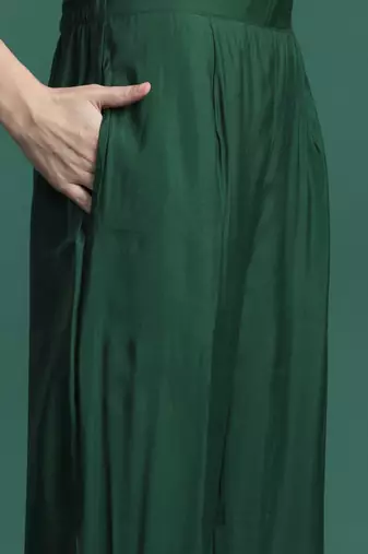 Floral Embroidered Thread Work Kurta with Trousers & With Dupatta