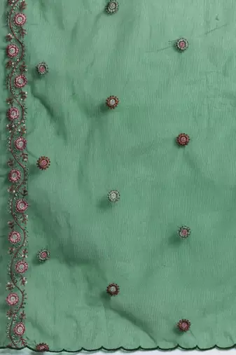 Floral Embroidered Thread Work Kurta with Trousers & With Dupatta