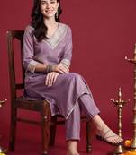 Women Ethnic Motifs Embroidered Regular Thread Work Kurta with Trousers