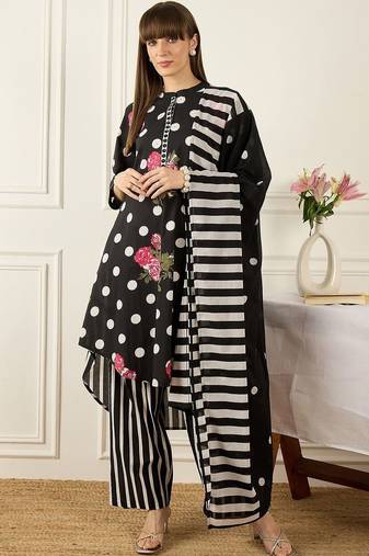 Women Floral Printed Regular Pure Cotton Kurta with Palazzos & With Dupatta