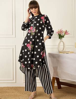 Women Floral Printed Regular Pure Cotton Kurta with Palazzos & With Dupatta 2