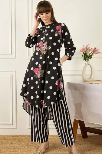 Women Floral Printed Regular Pure Cotton Kurta with Palazzos & With Dupatta