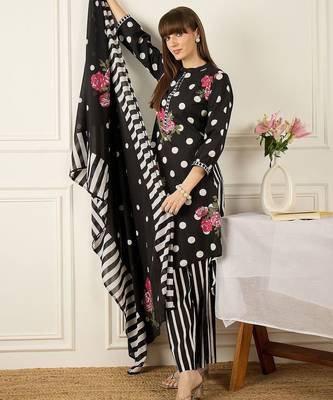 Women Floral Printed Regular Pure Cotton Kurta with Palazzos & With Dupatta 6