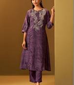 Women Ethnic Motifs Printed Regular Thread Work Kurta with Trousers