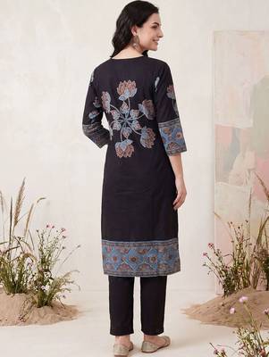 Women Ethnic Motifs Printed Regular Pure Cotton Kurta with Trousers & With Dupatta 3