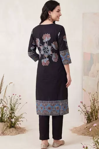 Women Ethnic Motifs Printed Regular Pure Cotton Kurta with Trousers & With Dupatta