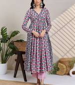 Women Floral Printed Empire Pure Cotton Kurta with Trousers & With Dupatta