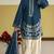 Blue embroidered roman silk semi-stitched palazzo style salwar suit