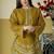 Yellow embroidered roman silk semi-stitched palazzo style salwar suit
