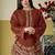 Rust embroidered roman silk semi-stitched palazzo style salwar suit